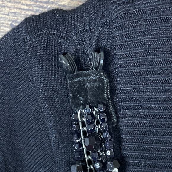 Express Long Sleeve Sweater Dress Attached Beaded Necklace Black Size Small - Picture 5 of 9